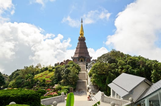 Phra Mahathat Napametanidon pagoda on Doi Intanon mountain in Chiang Mai province of Thailand.