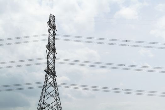 Power transmission tower line of electricity distribution