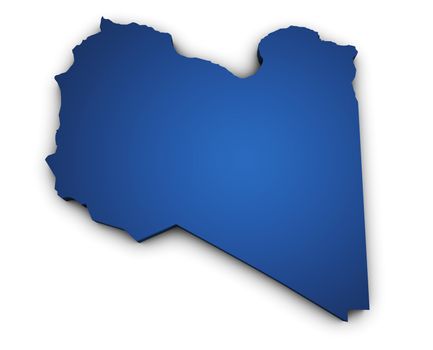 Shape 3d of Libya map colored in blue and isolated on white background.