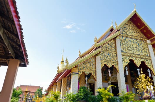 Chapel of Wat Phra That Haripunchai temple at Lamphun Province in northern Thailand