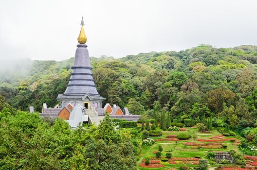 Phra Mahathat Napapolphumisiri pagoda on Doi Intanon mountain in Chiang Mai province of Thailand.