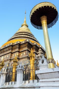Ancient pagodas at Wat Phra That Lampang Luang temple at Lampang Province in northern Thailand