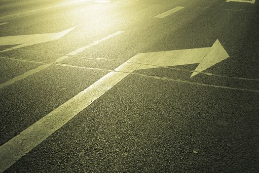 arrow on the road,turn right