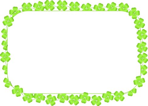 Border made of four-leaf clovers isolated on a white background