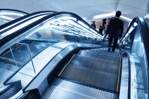 Elevator in shopping malls,with sllow shutter