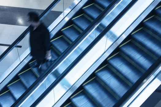 Elevator in shopping malls,with sllow shutter