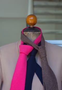 Close up of female neck tie in the clothes shop