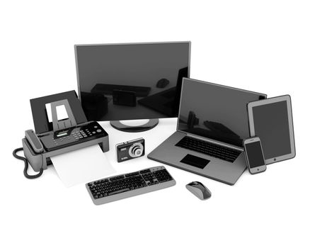 Laptop, Tablet PC and Smartphone on a white background