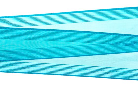 A blue ribbon on a white background.