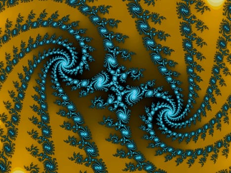 Digital computer graphic - rendering. Decorative fractal spiral in a bright colors for design.