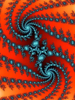 Digital computer graphic - rendering. Decorative fractal spiral in a bright colors for design.