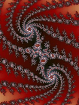Digital computer graphic - rendering. Decorative fractal spiral in a dark colors for design.