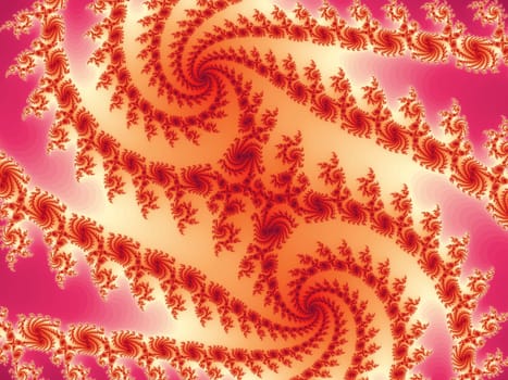 Digital computer graphic - rendering. Decorative fractal spiral in a pink colors for design.