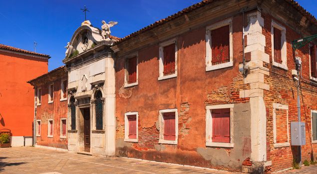 View of historic building in Murano, island of Venice lagoon, Italy