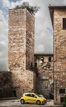 medieval building in the small town of Spello, Italy