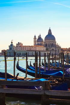 VENICE, ITALY - APRIL, 26: Gondolas in the Venice lagoon on April 26, 2014