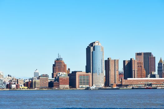 New York City Manhattan skyline over Hudson River viewed from New Jersey