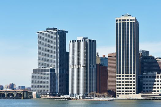 Lower Manhattan skyline view from Brooklyn in New York City