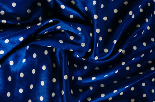 polka dot blue silk satin