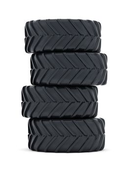 Tractor tires isolated on white background