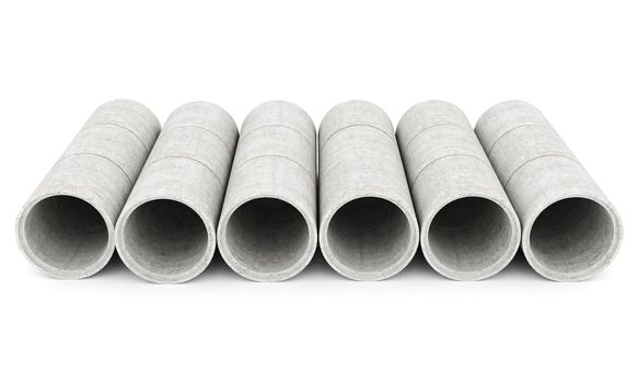 concrete pipes isolated on white background