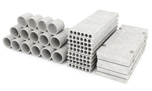 slabs of concrete on a white isolated background