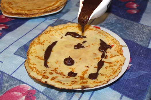 process of manufacture of pancakes with chocolate