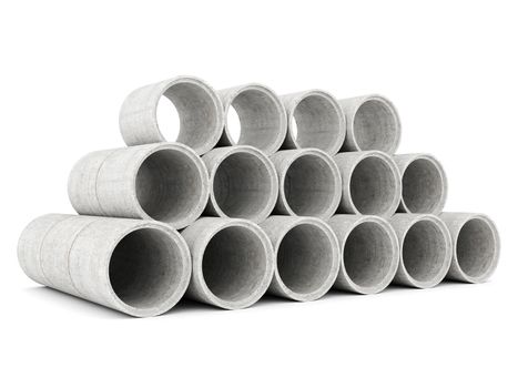 concrete pipes isolated on white background