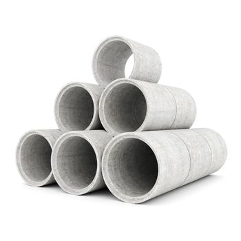 concrete pipes isolated on white background