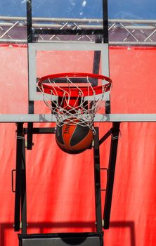 MILAN, ITALY - MAY, 16: View of basket hoop on May 16, 2014