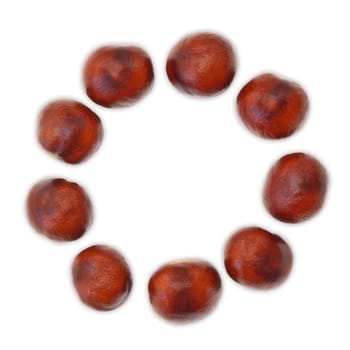 motive chestnuts on a white background, autumn round