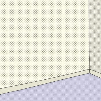 Empty hand drawn cartoon room halftone background