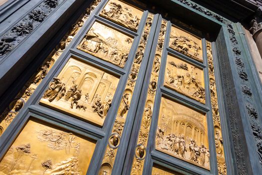 Pisa, Italy - August 11, 2013: Detail of the Gate of Paradise - Baptistery of San Giovanni, Florence Italy