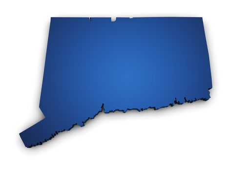 Shape 3d of Connecticut map colored in blue and isolated on white background.