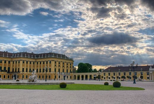 Photo shows general view of garden of Schonbrunn Palace.