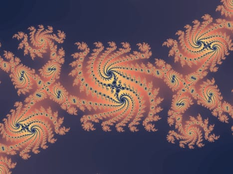 Digital computer graphic - rendering. Decorative fractal spiral in a purple colors for design.