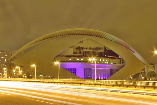 Photo shows Valencia city at night and its various surroundings.