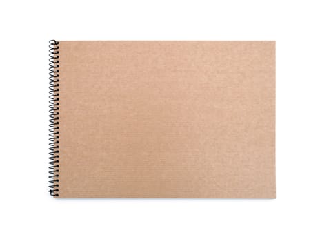 recycled paper notebook front cover on white background