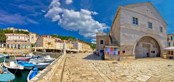 Island of Hvar old stone waterfront view in Dalmatia, Croatia