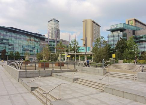 An image of Media city at Salford Quays, UK.