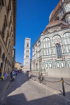 Pisa, Italy - August 10, 2013: Cathedral Santa Maria del Fiore and the tower bell - Florence, Italy