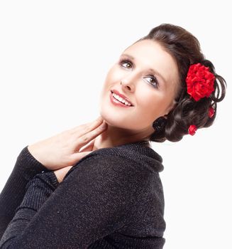 Portrait of Young Female Opera Singer - Isolated on White