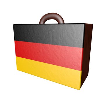 Leather suitcase with Germany flag, isolated over white, 3d render