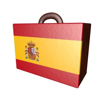 Leather suitcase with Spain flag, isolated over white, 3d render