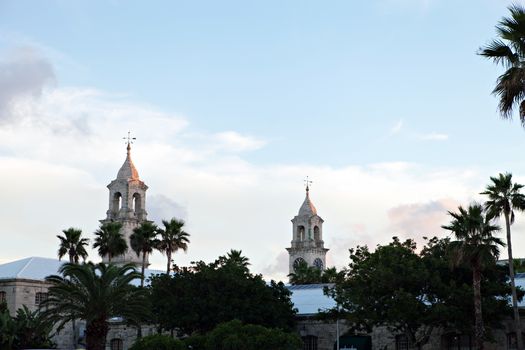 Skyline on the island of Bermuda around sunset.