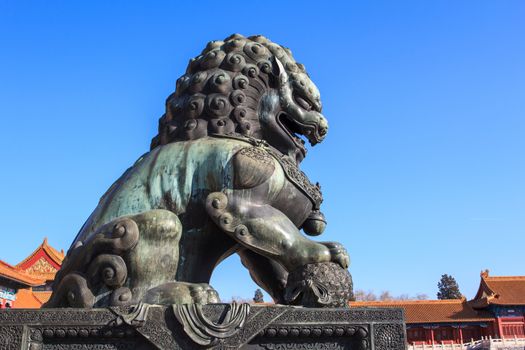 The Bronze Lion in the forbidden city