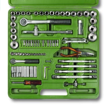Mechanic tools kit isolated on white background