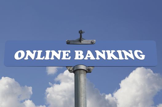 Online banking road sign