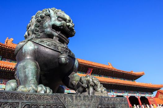 The Bronze Lion in the forbidden city
