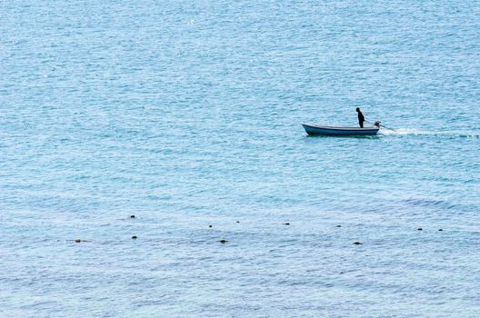 Boat on the blue sea nature in Thailand